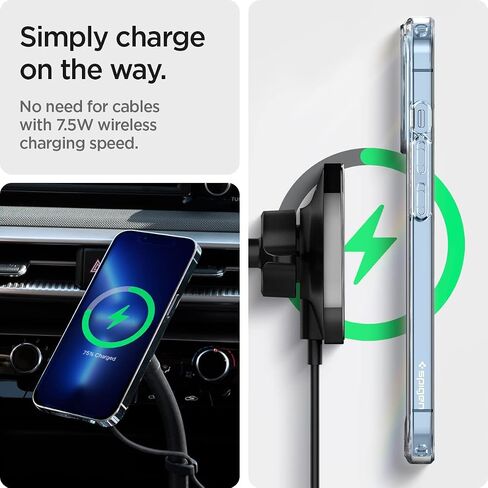 Spigen OneTap Pro (MagFit) مصمم لحامل أكواب الشاحن اللاسلكي MagSafe في السيارة متوافق مع iPhone 16 Pro Max و16 Pro و16 Plus و15 و14 و13 و12 in Saudi Arabia