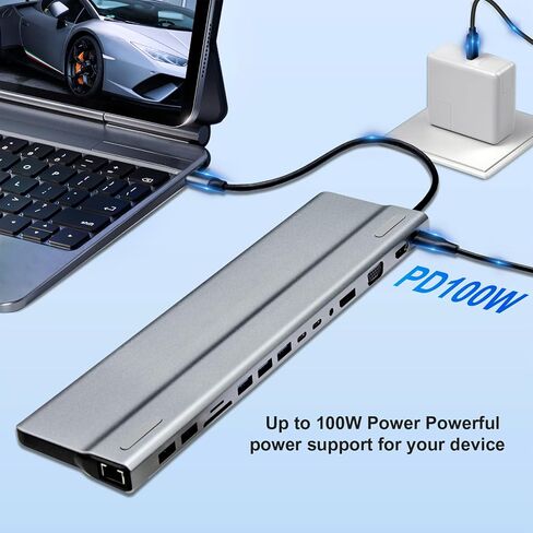 USB-C Docking Station 15-in-1, Docking Station 3 Monitors with HDMI/DP/VGA, Ethernet, USB, SD/TF, Jack, Laptop Docking for PS4, Xbox, Switch, iPhone and More(1501P) in Saudi Arabia