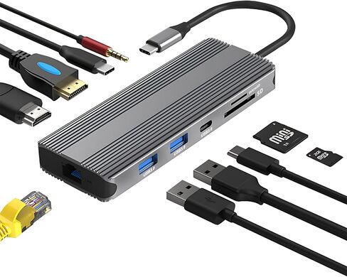 USB-C Docking Station 15-in-1, Docking Station 3 Monitors with HDMI/DP/VGA, Ethernet, USB, SD/TF, Jack, Laptop Docking for PS4, Xbox, Switch, iPhone and More(1501P) in Saudi Arabia