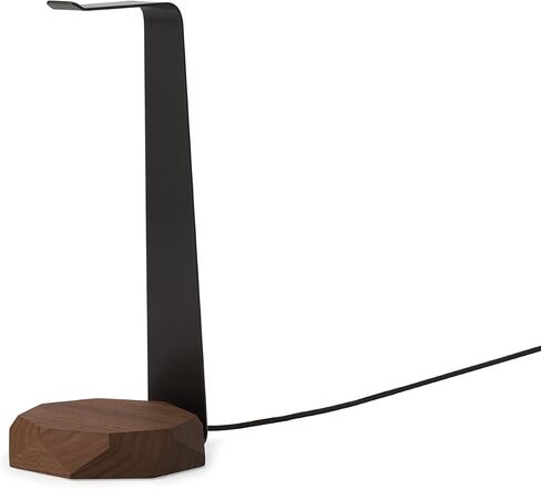 Oakywood 2-in-1 Wooden Headphone Stand with Wireless Charging - Wood Headphone Holder – Stainless-Steel Base – Handcrafted Headphones Stand for Desk - Qi-Compatible Wireless Charging – Walnut in Saudi Arabia
