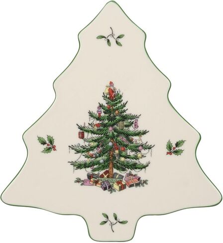 Spode Christmas Tree 3-Piece Hostess Set, 8 – Inch Butter Dish with Lid, 3 – Inch Salt and Pepper Shaker, Made of Fine Earthenware, Perfect for Hosting or as a Christmas Gift, Dishwasher Safe in Saudi Arabia