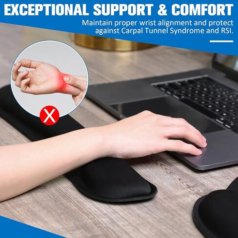 Yunsailing 8 Pcs Ergonomic Mouse Pad and Keyboard with Wrist Support Set Soft Smooth Gel Rest Comfortable Memory Foam for Easy Typing Gaming Computer Laptop Office Home in Saudi Arabia
