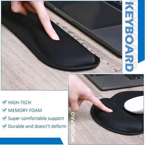 Yunsailing 8 Pcs Ergonomic Mouse Pad and Keyboard with Wrist Support Set Soft Smooth Gel Rest Comfortable Memory Foam for Easy Typing Gaming Computer Laptop Office Home in Saudi Arabia