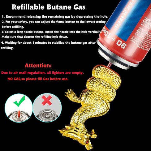 Torch Lighter, Relief Dragon Jet Red Flame Lighter with Adjusting Flame Tool, Creative Windproof Cool Jet Flame Butane Lighter, Refillable Butane Lighter for Outdoor Indoor (Without Butane)-Black in Saudi Arabia