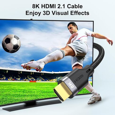 كابل HDMI 8K بطول 6 أقدام و5 حزم، كابل HDMI 2.1 عالي السرعة 6FT مضفر 48 جيجابت في الثانية، شاشة كمبيوتر 8K كابل تلفزيون HDMI CL3 مُصنف (8K@60 هرتز، 4K@165 هرتز، 1080P@240 هرتز، eARC، HDR، ثلاثي الأبعاد) للتلفزيون عالي الدقة، PS4/ 5 وأكثر in Kuwait