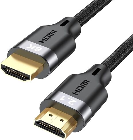 كابل HDMI 8K بطول 6 أقدام و5 حزم، كابل HDMI 2.1 عالي السرعة 6FT مضفر 48 جيجابت في الثانية، شاشة كمبيوتر 8K كابل تلفزيون HDMI CL3 مُصنف (8K@60 هرتز، 4K@165 هرتز، 1080P@240 هرتز، eARC، HDR، ثلاثي الأبعاد) للتلفزيون عالي الدقة، PS4/ 5 وأكثر in Kuwait