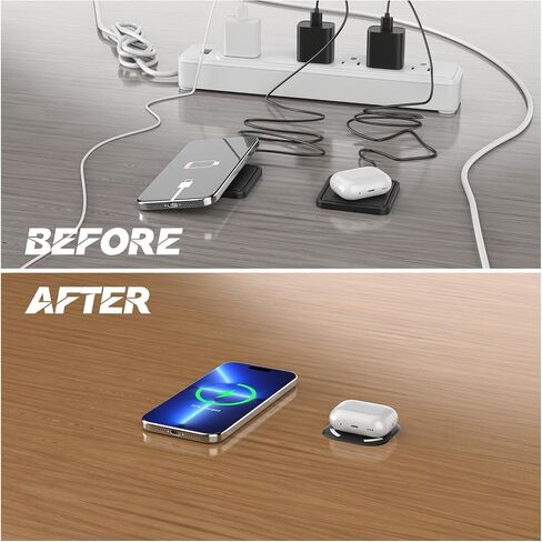 Magnetic Invisible Wireless Charger,30mm Under Desk Charger Mat, Furniture Table Nightstand Desktop Charging Station for iPhone 15/14/13/12/11//Samsung/LG/Google Pixel Desk Essentials in Saudi Arabia