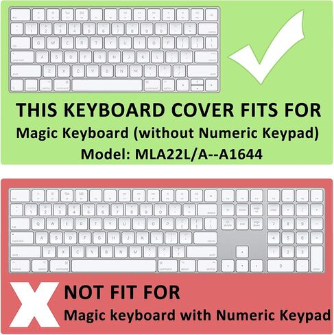 ProElife Ultra Thin Silicone Keyboard Protector Cover Skin for Apple Magic Keyboard & Magic Keyboard 2 (U.S Version, Model: MLA22L/A-A1644, Without Numeric Keypad) (Transparent) in Kuwait