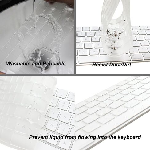 ProElife Ultra Thin Silicone Keyboard Protector Cover Skin for Apple Magic Keyboard & Magic Keyboard 2 (U.S Version, Model: MLA22L/A-A1644, Without Numeric Keypad) (Transparent) in Kuwait