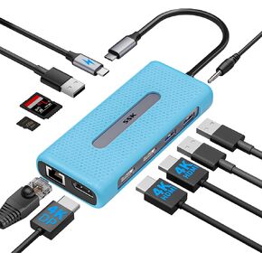 SSK USB C Docking Station Dual Monitor, 11 in 1 Triple Display Docking Station Multiport Adapter of 2 HDMI, Displayport, Ethernet, PD3.0, SD TF Card Reader, 3USBs for MacBook/Dell/HP/Lenovo Laptops