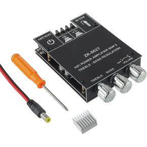 100W+100W Bluetooth Amplifier Board with Treble and Bass Control TPA3116D2 Chips DC 9-24V BT and AUX Inputs 2.0 Channel Stereo AMP Board for DIY Wireless Speakers Password Free(ZK-1002T)