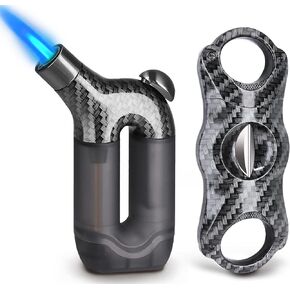 Luxgaze Torch Lighter Single Jet Flame Butane Lighter Refillable Gas Lighter Windproof Jet Lighter Adjustable Butane Torch Lighter for Men BBQ Grill Camping (Fuel Not Included)
