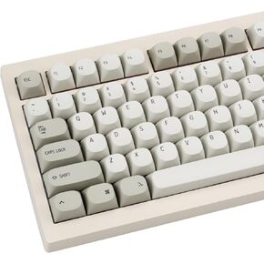 119 Keys Retro Minimalist Keycaps, Brown and Grey Keycaps, Custom PBT Dye Sub Keycaps, Mac Styles MA Profile Keycaps for ANSI/ISO Layout Cherry Mx Mechanical Keyboard