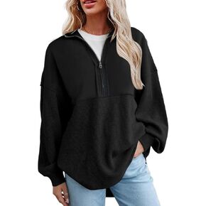SHEWIN Womens Sweatshirt Casual Waffle Knit Half Zip Pullover Loose Long Sleeve Tops Fall Outfit Clothes 2024 in Saudi Arabia