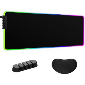 RGB Mouse Pad,Gaming Mouse Pad with Wrist Rest,15 Colors Mouse Pad Gaming,Mouse Keyboard LED Gaming Mat Pad RGB Light Desk,Large Gaming Mouse Pad with Cable Retainer