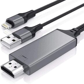 [Apple MFi Certified] Apple Lightning to HDMI Cable for iPhone to TV, 1080P Lightning to Digital AV Adapter HDTV Cable Compatible for iPhone 14 13 12 11 XS XR X 8 iPad to HDTV Projector Monitor, Black