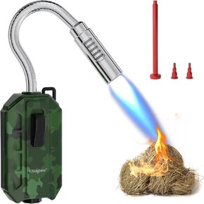 Butane Lighter Torch Long Lighter Refillable Long Flexible Neck Lighter with Adjustable and Continuous Flame, Butane Lighter Long for Fireplace Grill Candles BBQ (No Butane Included)