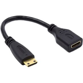 NFHK 15cm Mini HDMI Type-C Socket Female to Mini HDMI Male Adapter Extension Cable for Camera HDTV 4K 1080P