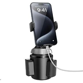 APPS2Car Solid Cup Holder Phone Mount for Car Truck with Quick Extension Long Arm Fast Swivel Adjustable Height 360 Rotatable Low Profile for iPhones