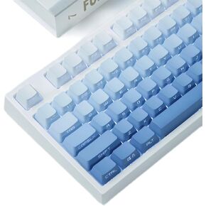 134 Keys Gradient Blue Keycaps Set, PBT Double Shot Dying Side Print Keycaps, OEM Profile Shine Through Keycaps, Custom Backlit Keycaps Cherry MX Keycaps for Mechanical Gaming Keyboard
