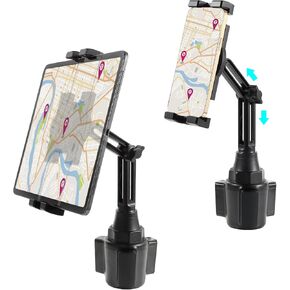 Peastrex Tablet Holder for Car, for IPad Cellphone Cup Holder Car Mount Stand Adjustable Height for 4-13in iPad Tablet iPhone Cellphone Galaxy Z Fold 6/5/4 for Truck Golf Cart