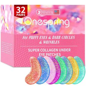 Onespring Under Eye Patches (24 Pairs) - Under Eye Mask, Eye Patches for Wrinkles, Puffy Eyes, Dark Circles, Eye Bags, Natural Collagen Eye Gels Pads, Under Eye Mask Patches for Beauty & Personal Care