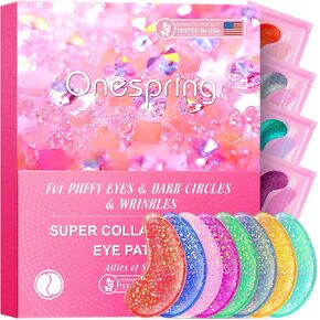 Onespring Under Eye Patches (24 Pairs) - Under Eye Mask, Eye Patches for Wrinkles, Puffy Eyes, Dark Circles, Eye Bags, Natural Collagen Eye Gels Pads, Under Eye Mask Patches for Beauty & Personal Care