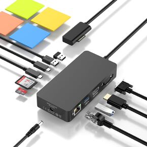 Microsoft Surface Dock HDMI+VGA with Power Adapter, 11 in 1 Surface Docking Station for Microsoft Surface Pro 11/10/9/8/X/7/6/5/4/3, Surface Laptop 7/6/5/4/3/2/1,Surface Laptop Go 3/2/1,Book 3/2/1