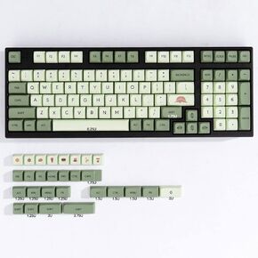 mintcaps PBT Japanese Keycaps Matcha Green XDA Profile Cute Keycaps Set 124 Keys Custom Dye-Sub Keyboard Keycaps for Cherry Gateron MX Switches Mechanical Keyboards
