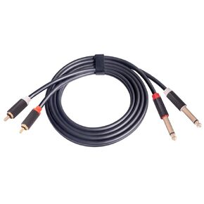 Dual 1/4 TS to Dual RCA Stereo Audio Interconnect Cable 5FT, Gold Plated Copper Shell Heavy Duty 2X6.35mm Male TS to 2 RCA Male Adapter Cable