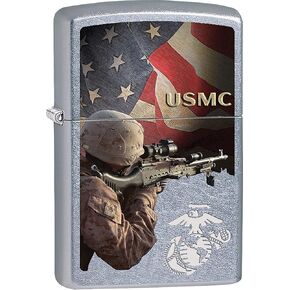 Zippo Lighter - USMC U.S. Marine Corps. Windproof Lighter (Street Chrome #Z625)