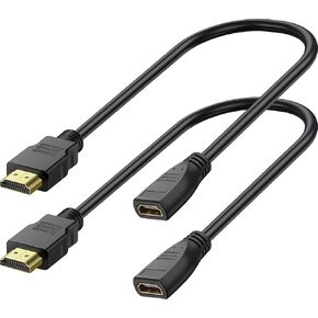 HDMI Extension Cable 3 Feet, 2 Pack HDMI Extender Cable High Speed HDMI Male to Female Adapter Cable 1080P HDMI Video Cord for HDTV, Monitor, PC, Laptop, Projector