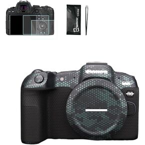 Camera Body Protective Film for Canon R8， Anti-Scratch Camera Skin Sticker include 2pcs R8 screen protector and tools (Honeycomb Green)