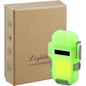 Outdoor Arc Electric Lighter USB Rechargeable Lighter LED Flashlight Double Arc Plasma Lighter Perfect for Camping Hiking Traveling (Noctilucent)
