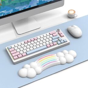 Cloud Wrist Rest for Computer Keyboard,Cute Cute Keyboard Rest,Nail Arm Rest,Wrist Support for Keyboard with PU Leather Memory Foam,Pain Relief,Anti-Slip Rubber Base for Gaming/Office/Nail Tech-Green