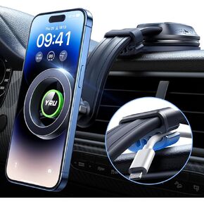 【2024 Strongest Magnet】for MagSafe Phone Holder for Car【Best Magnetic Military-Grade】Car Phone Mount Rorate Suction for Dashboard Windshield Accessories for iPhone 16 15 14 Samsung Android, Green