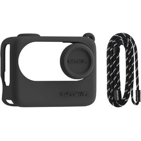 BTG Silicone Cover & Neck Strap Cambo Compatible with Insta 360 Go 3S Accessories Protector (Black)