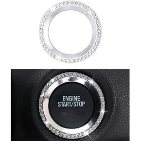 1797 Compatible Ignition Ring Caps for Chevy Chevrolet Bling Accessories Blazer Equinox Silverado Tahoe Start Stop Engine Interior Parts Cover Decals Stickers Decorations Men Crystal Zinc Cute Silver