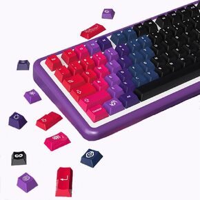 Aurora Theme 138 Keys, 5 Side Printed-PBT Thermal Sublimation Keycaps for Mechanical Keyboards, Cherry Keycaps Dye-Sublimation Compatible - Supports Full Size, TKL, 75%, 60% Layouts
