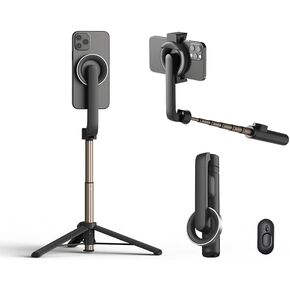 Magnetic Selfie Stick Tripod with Metal Ring and Remote for iPhone，Phone Tripod for Video Recording, Cell Phone Tripod Mount Stand for Cellphone，Magnetic Selfie Stick Tripod，Selfie Stick for iPhone