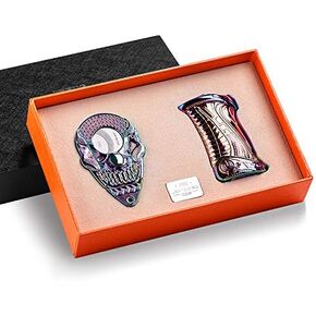 Cigar Lighter and Cigar Cutter Set Torch Refillable Gas Butane Straight Windproof Cigarette Lighter Exquisite Embossed Gift Box Packaging Gift for Men for Birthday(Butane Gas Not Included) (Sliver)