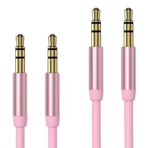 TalkWorks Aux Cable 3.5mm Audio Cord for Car - 6ft Long Heavy-Duty Male to Male Jack Extension & Adapter Aux Cord for iPhone, Android, Samsung Galaxy, Headphones, Rose Gold - 2 Pack