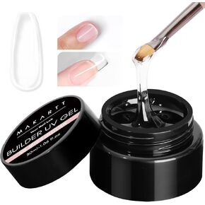 Makartt Solid Builder Nail Gel Kit Nail Extension,All in One Spring Hard Gel Nail Kit Gel Base Top Coat UV LED Nail Lamp Nail File Dual Forms Gel Picker Cuticle Pusher Silicone Molds Sculpting Brush