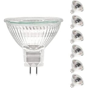 MR16 Halogen Bulb 35W 12V, Durable 6 Packs High Output Halogen Light Bulbs 2 pin GU5.3 Base for Landscape Lights, Track Lights, Fiber Optics, Desk Lamps, Dimmable, 2700K Warm White
