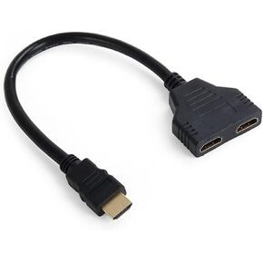 JSER HDMI Male to 2 HDMI Female 1 in 2 Out Splitter Cable Adapter Converter, One HDMI Male to Dual HDMI Female Y Switch Extension HDTV Cord