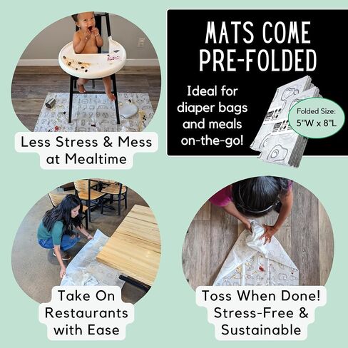 30 Pack | Disposable Splat Mats | Biodegradable + Compostable | THEO'S MATS | Under Highchair Splat Mat for Floor | Baby Led Weaning Supplies | (THEO001) in Saudi Arabia