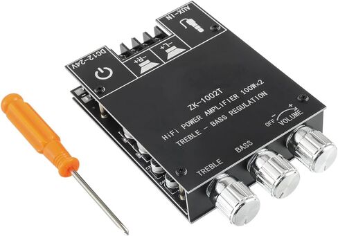 100W+100W Bluetooth Amplifier Board with Treble and Bass Control TPA3116D2 Chips DC 9-24V BT and AUX Inputs 2.0 Channel Stereo AMP Board for DIY Wireless Speakers Password Free(ZK-1002T) in Kuwait