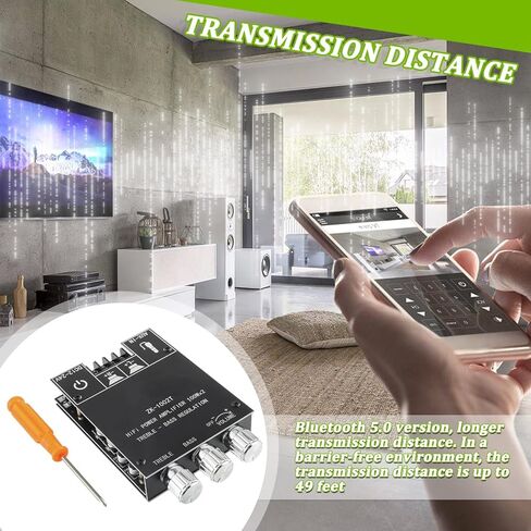 100W+100W Bluetooth Amplifier Board with Treble and Bass Control TPA3116D2 Chips DC 9-24V BT and AUX Inputs 2.0 Channel Stereo AMP Board for DIY Wireless Speakers Password Free(ZK-1002T) in Kuwait