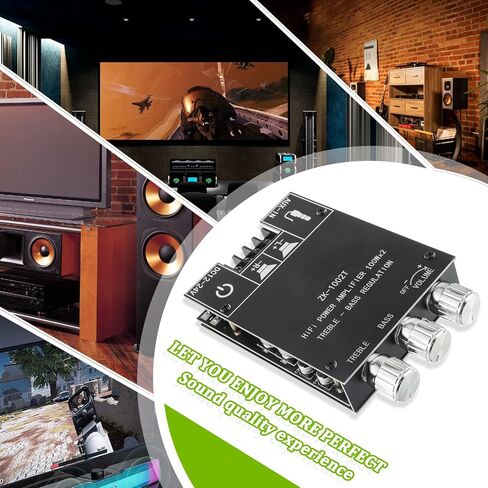 100W+100W Bluetooth Amplifier Board with Treble and Bass Control TPA3116D2 Chips DC 9-24V BT and AUX Inputs 2.0 Channel Stereo AMP Board for DIY Wireless Speakers Password Free(ZK-1002T) in Kuwait