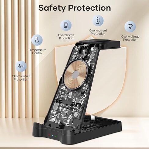 3 in 1 Charging Station for Samsung, Wireless Fast Charging Station for Samsung S23 S22 S21 Ultra Note20 10 Z Flip Z Fold, Charger Dock with Stand for Galaxy Buds and Galaxy Watch 5 Pro 4 3 (Black) in Saudi Arabia